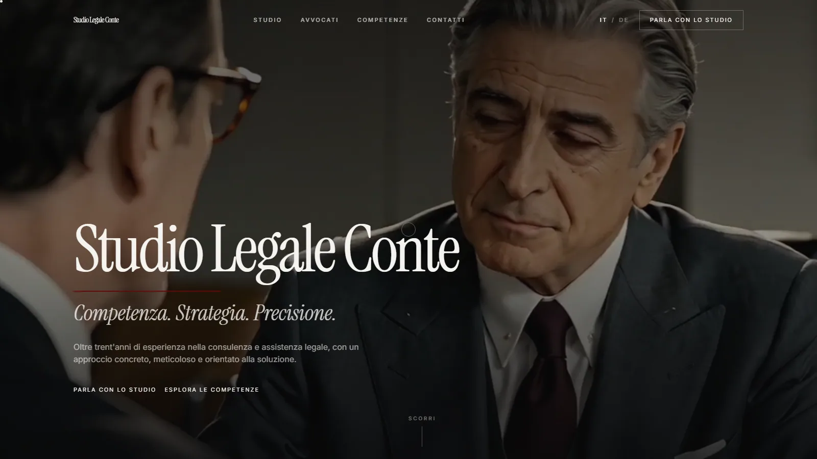 Sito web Studio Legale Conte a Bolzano, bilingue italiano e tedesco — progetto Aura Web Studio