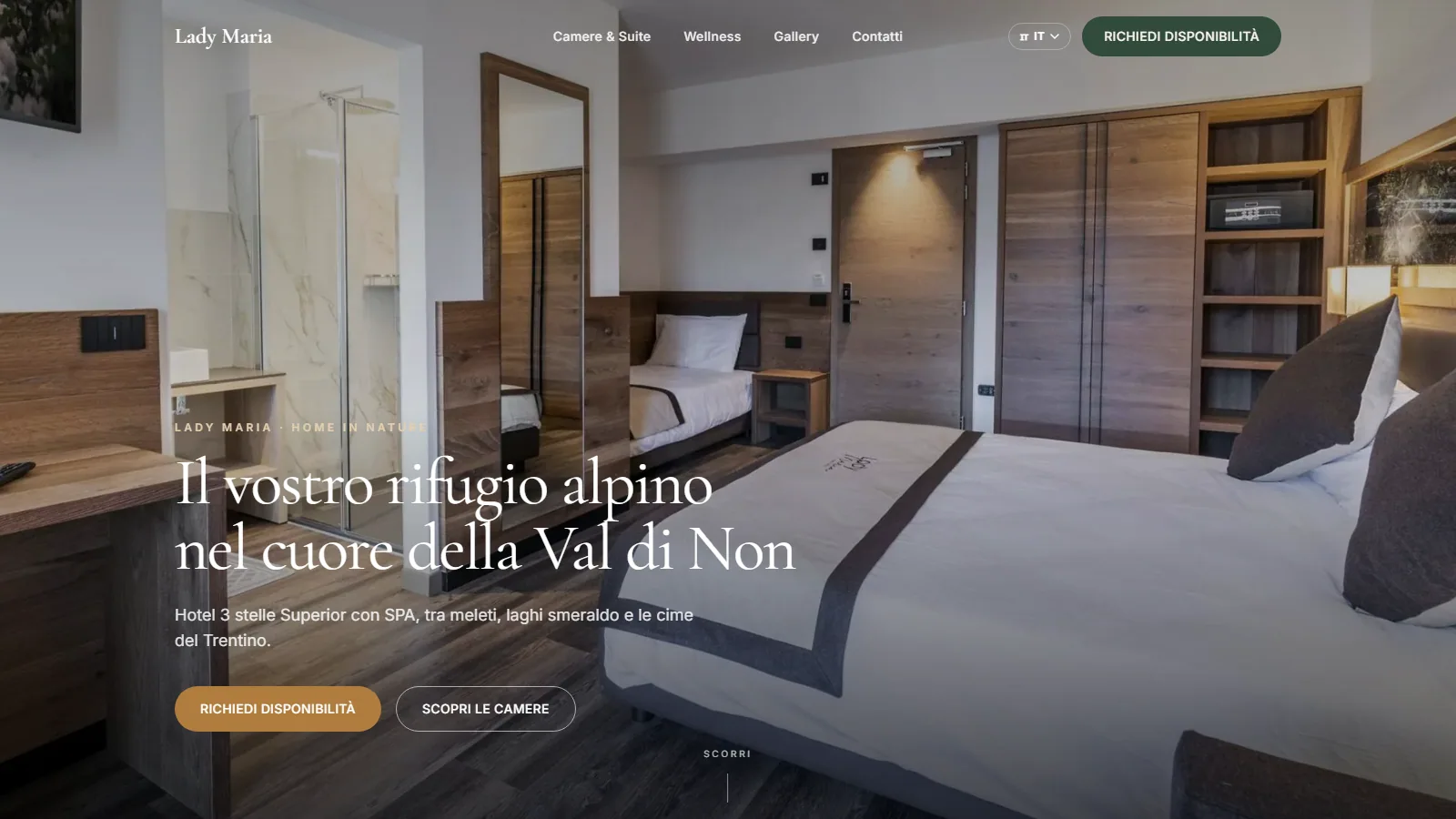 Sito web Hotel Lady Maria con prenotazione camere online — progetto Aura Web Studio