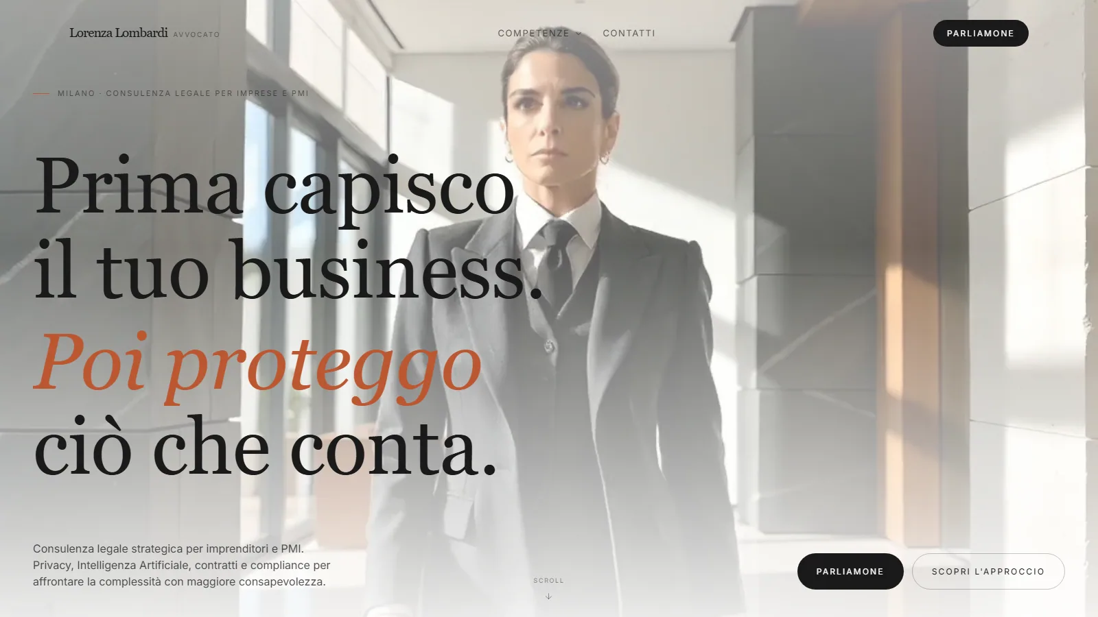 Sito web dell'avvocato Lorenza Lombardi, studio legale a Milano — progetto Aura Web Studio