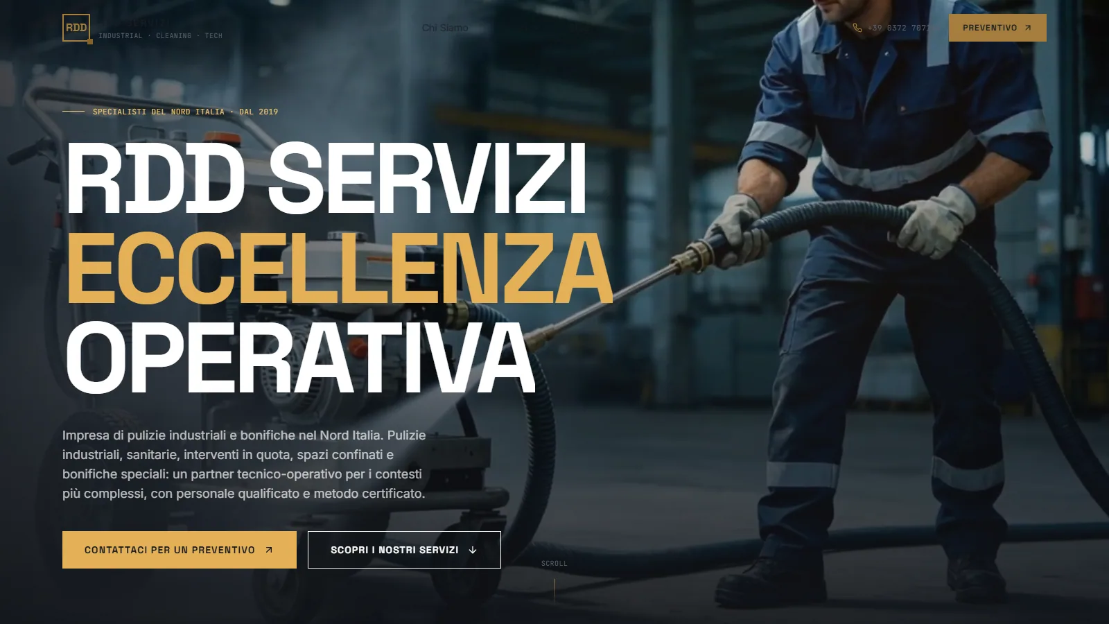 Sito web RDD Servizi, pulizie industriali e drone cleaning a Cremona — progetto Aura Web Studio