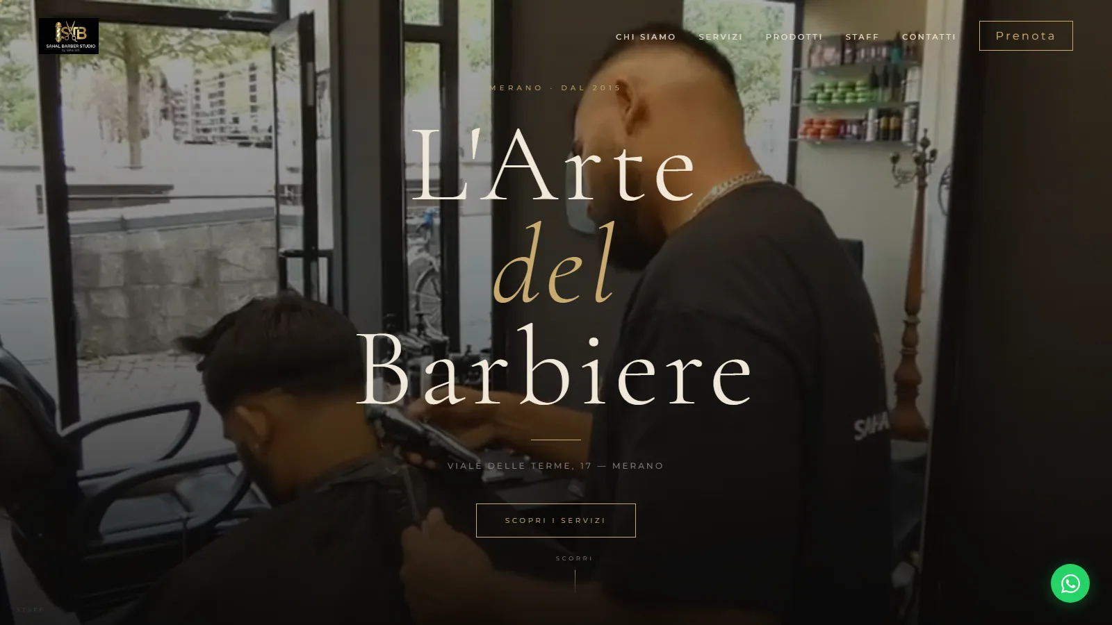 Sito web Sahal Barber Studio a Merano con prenotazione online e galleria tagli — progetto Aura Web Studio